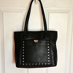 Brighton black leather studded Allure? Shoulder bag EUC
